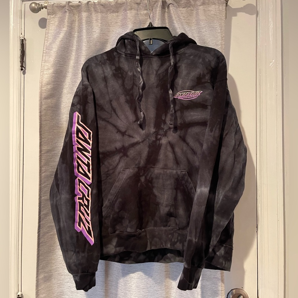 Santa Cruz Skateboards Black and Pink Tie-Dye Hoodie